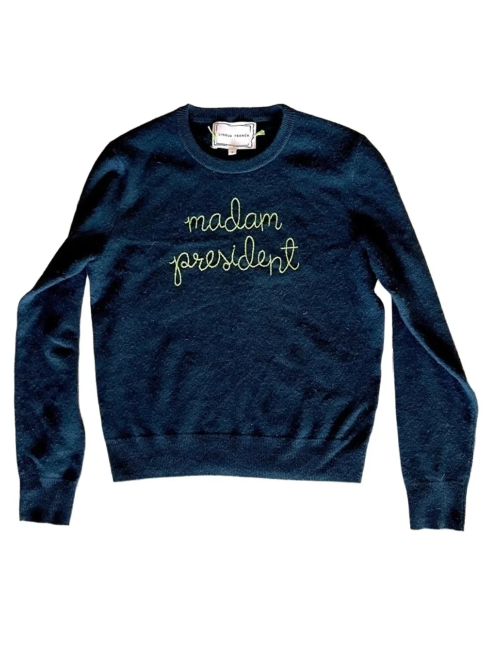 Lingua Franca “Madam President” Cashmere Sweater Black Small Limited Edition - Picture 2 of 6
